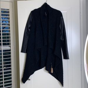 All saints cardigan with leather sleeves